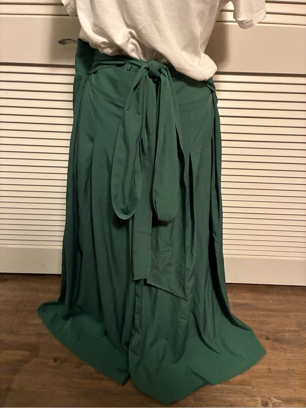 Modern Lux Emerald Green Wide Leg Pants with Tie Waist